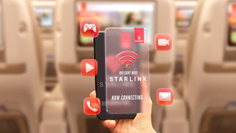 Интернет Starlink на рейсах. Фото: Emirates