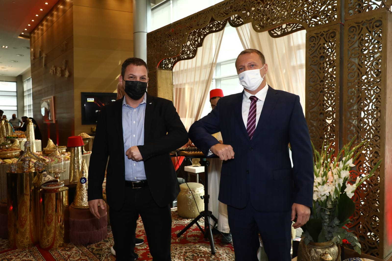 שר התיירות ומנכל אל על בטקס השקת טיסת הבכורה למרוקו. צילום: סיון פרג'