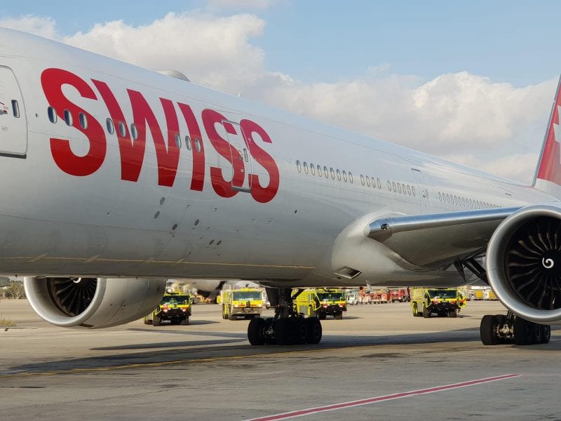 מטוס SWISS בנתב"ג. צילום: דובר רש"ת