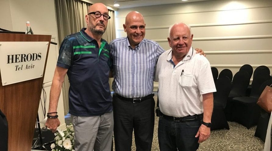 (מימין לשמאל): יעקב הרטמן - נשיא ארצי סקול ישראל ובעלים מלון הרטמן טבריה; דוד פתאל - מנכ''ל ובעלים רשת מלונות פתאל; אורי שנבל - מנכ''ל סקול ישראל ו