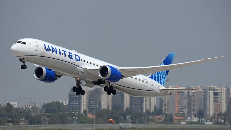 United Airlines plane at Ben Gurion Airport. Photo: SHUTTERSTOCK