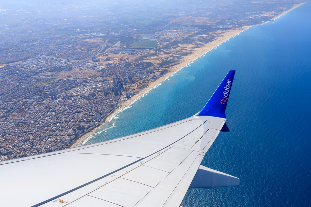 A flydubai plane over Israeli skies. Photo: Shutterstock