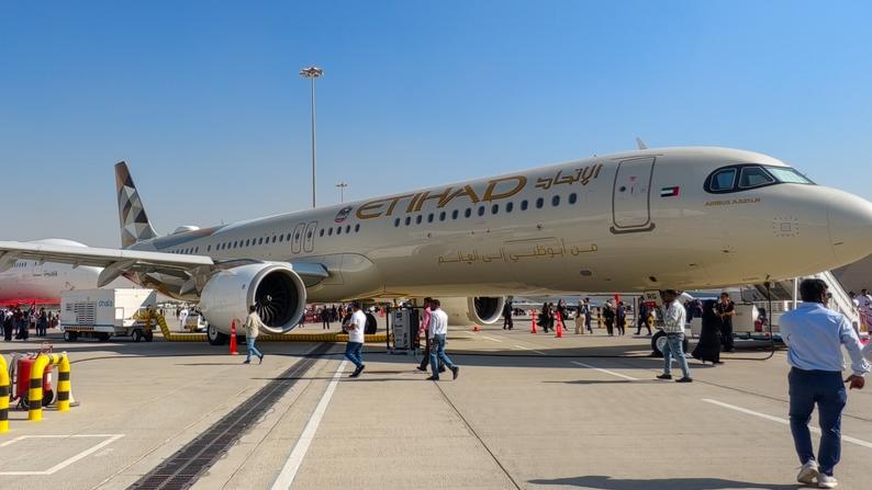 Airbus A321LR של Etihad. צילום: Shutterstock