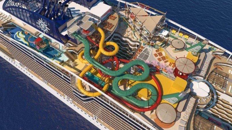 The Harbour attractions and extreme sports complex and the Aqua Deck pool complex. Photo: MSC Cruises