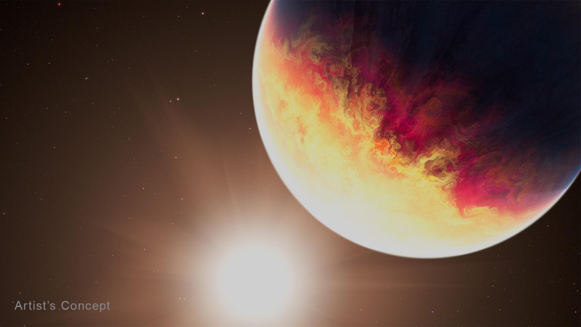 ענק גזים בסביבה אקלימית אלימה. צילום: Artwork: NASA, ESA, CSA, Joseph Olmsted (STScI)