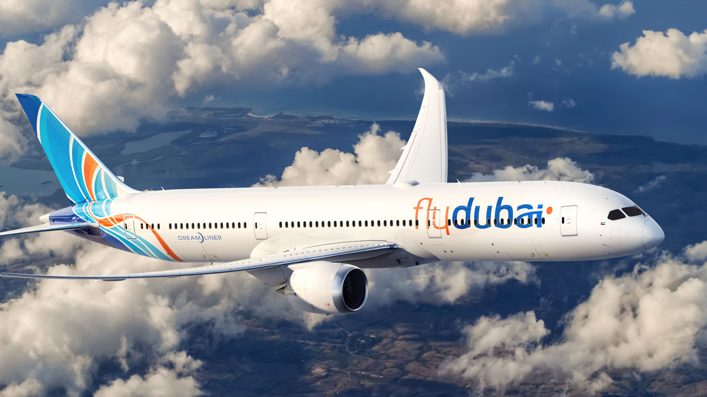 הדמיית מטוס FlyDubai מדגם בואינג 787-9