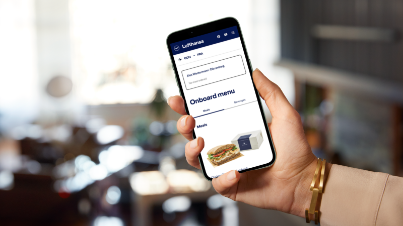 A customized system for ordering food in-flight. Photo: Lufthansa Group