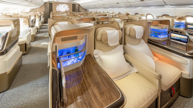 Business class on an EMIRATES A350. Photo: EMIRATES