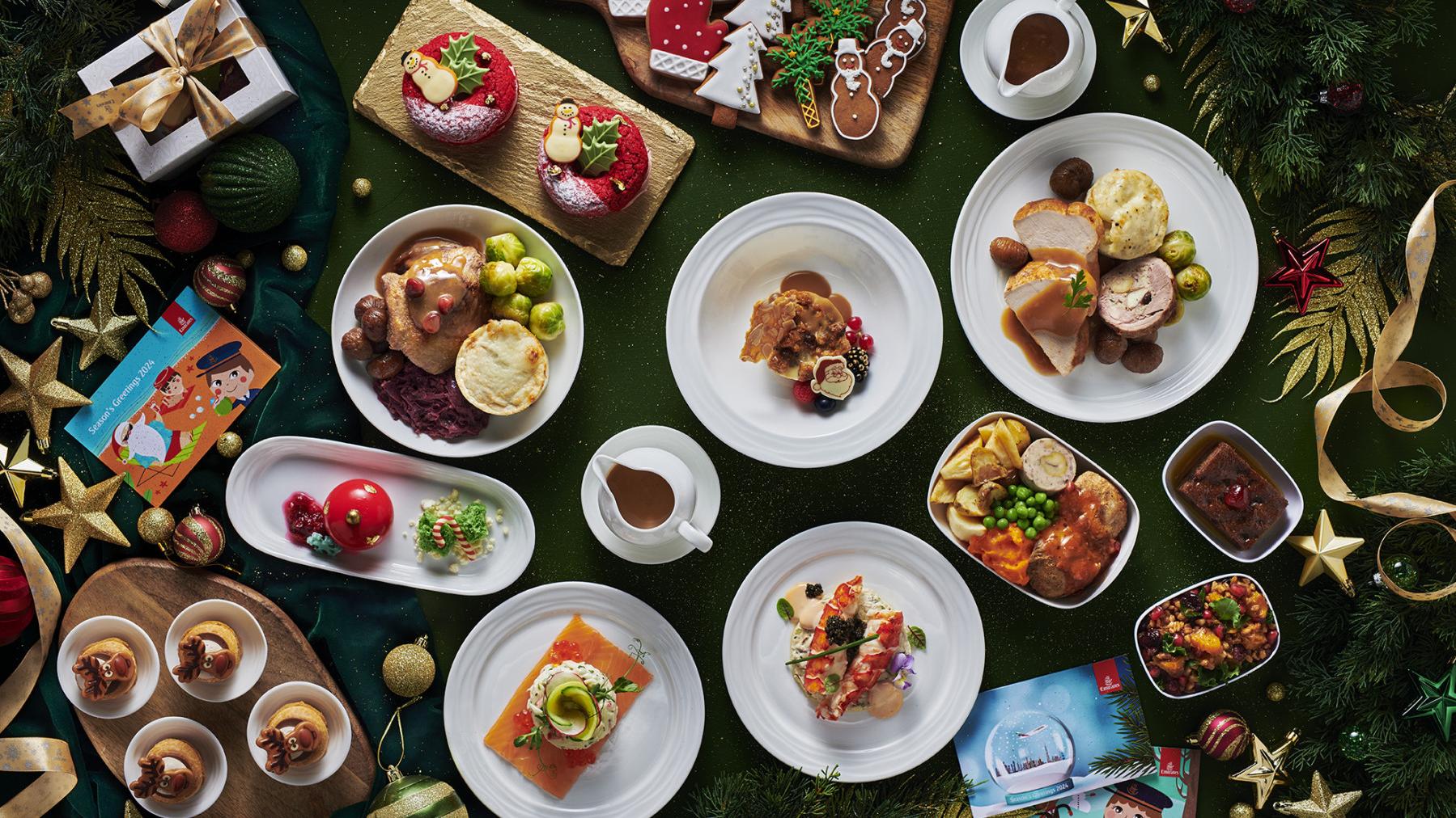 Festive fare across all classes onboard Emirates. Photo: Emirates