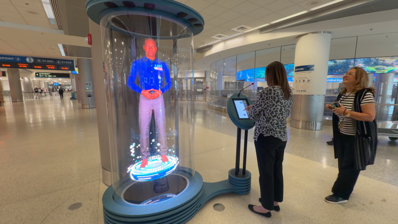 MIA&rsquo;s hologram chatbot near TSA checkpoint 4. Photo: Miami Airport