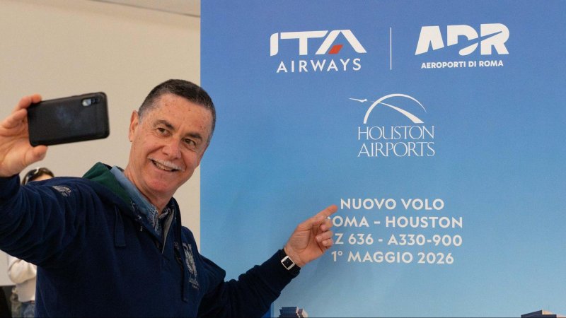 ITA Airways inaugurated the new direct route between Rome Fiumicino and Houston. Photo: Aeroporti di Roma