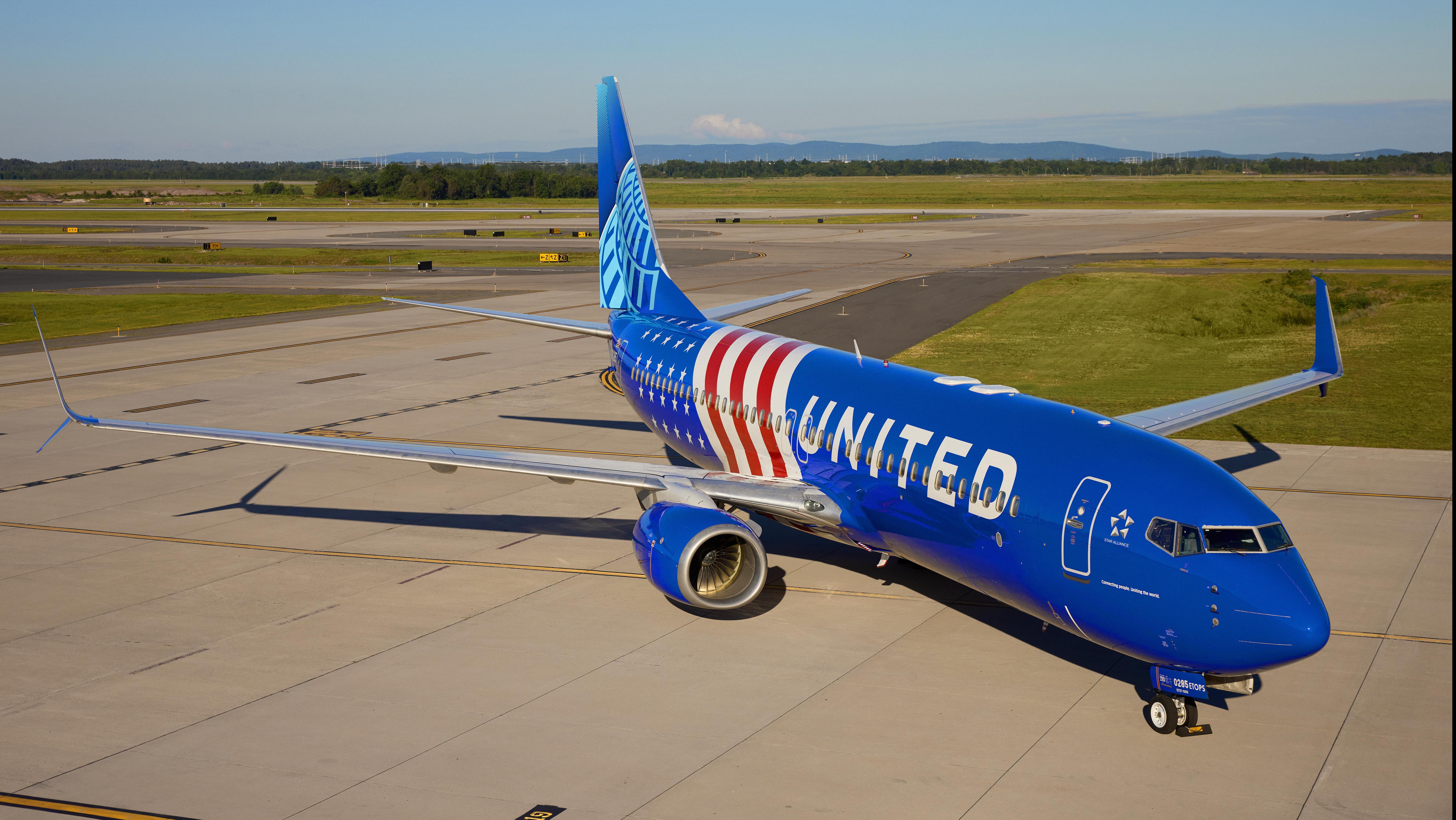 United Airlines unveils specially designed aircraft in honor of the 250th anniversary of the United States. Photo: United