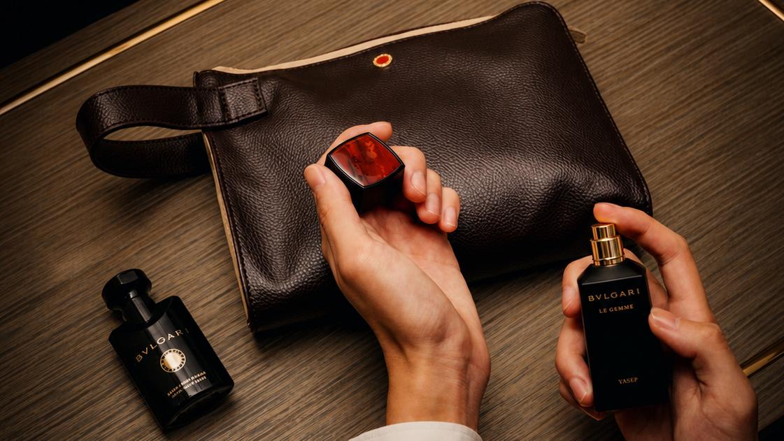 Emirates First Class Bulgari Amenity Kit for Men. Photo: Emirates