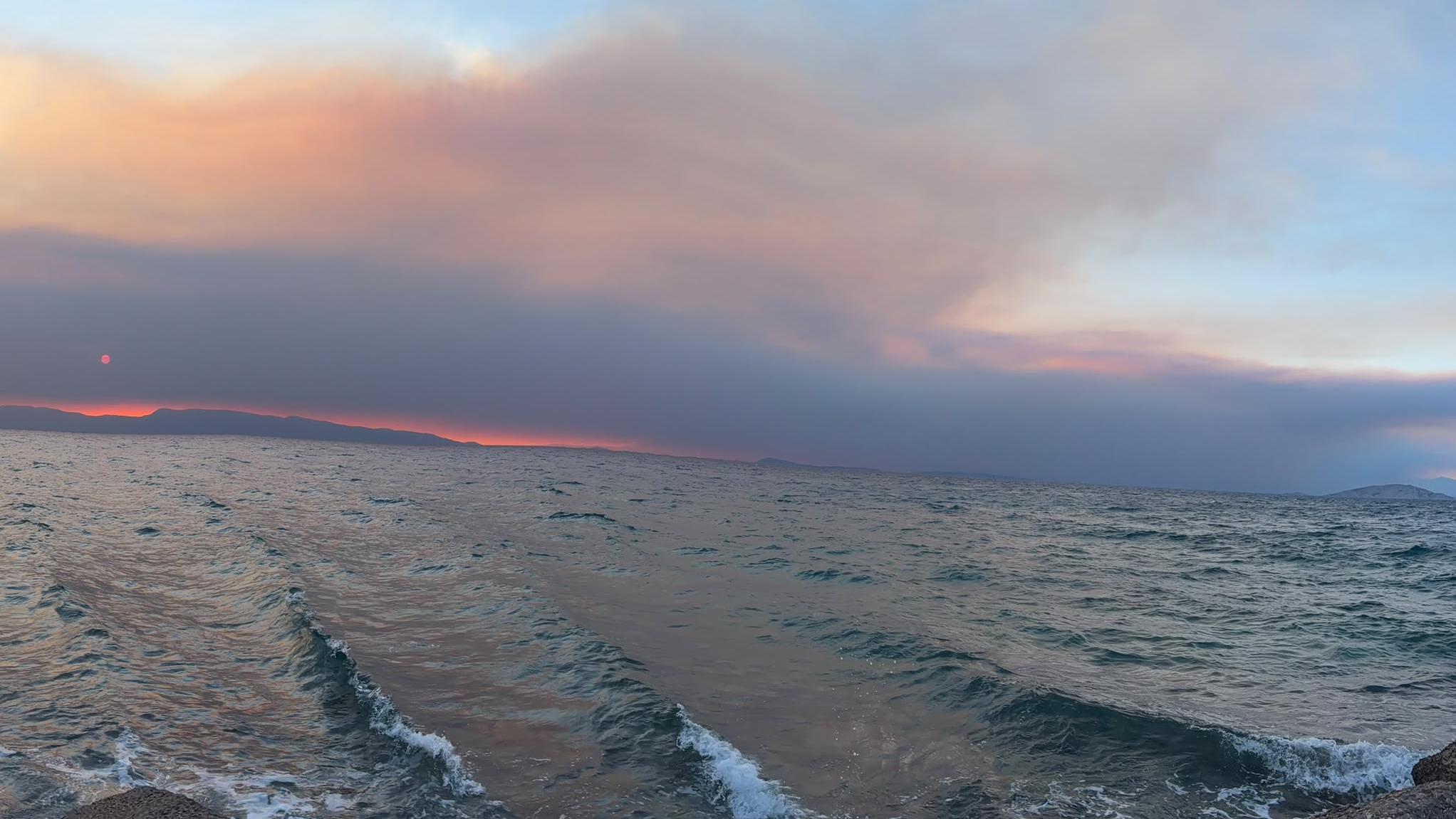 Smoke from wildfires in the sky over Greece. Photo: Amit Cotler