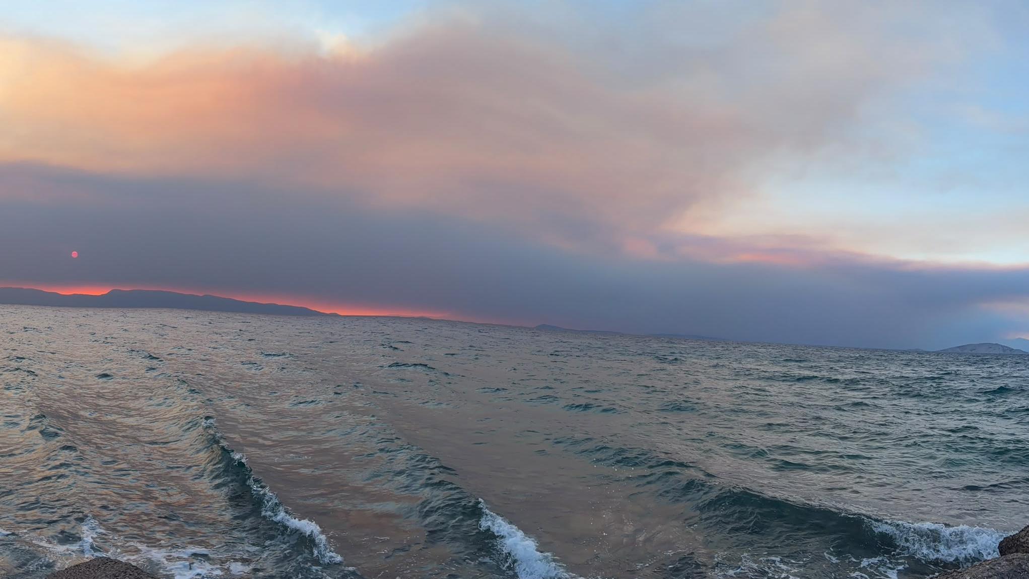Smoke from wildfires in the sky over Greece. Photo: Amit Cotler