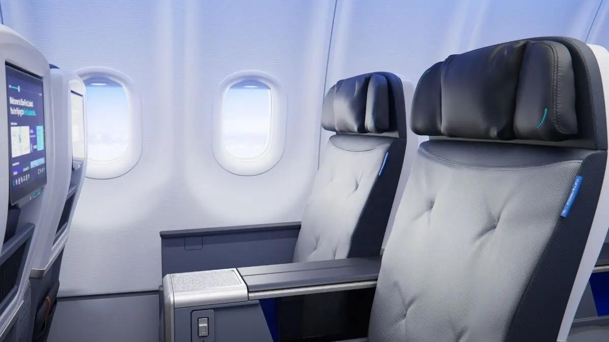 Upgraded seats in BlueFirst class. Photo: JetBlue
