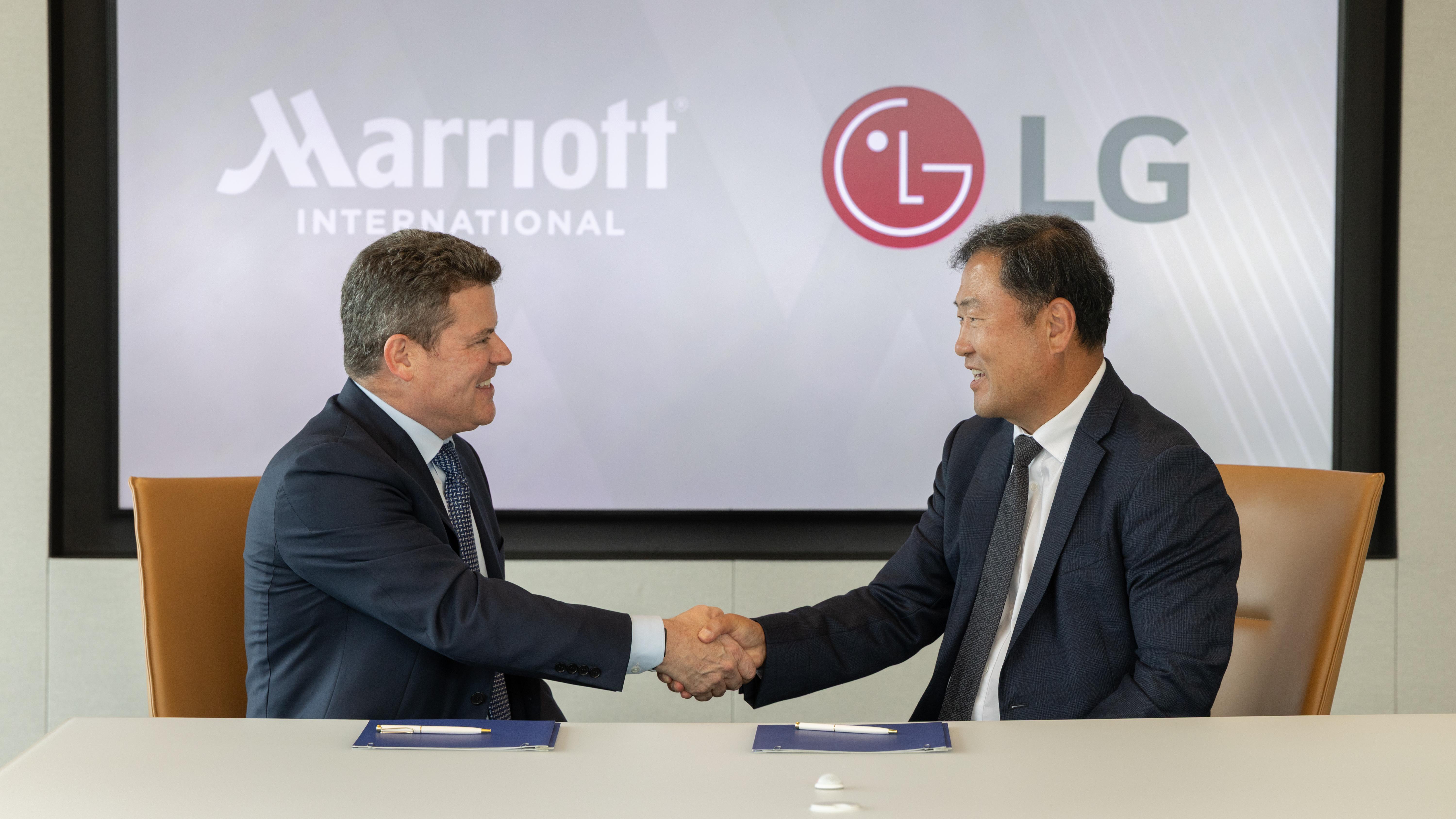 Drew Pinto (Marriott), and Don Kwack (LG). Photo: Marriot International