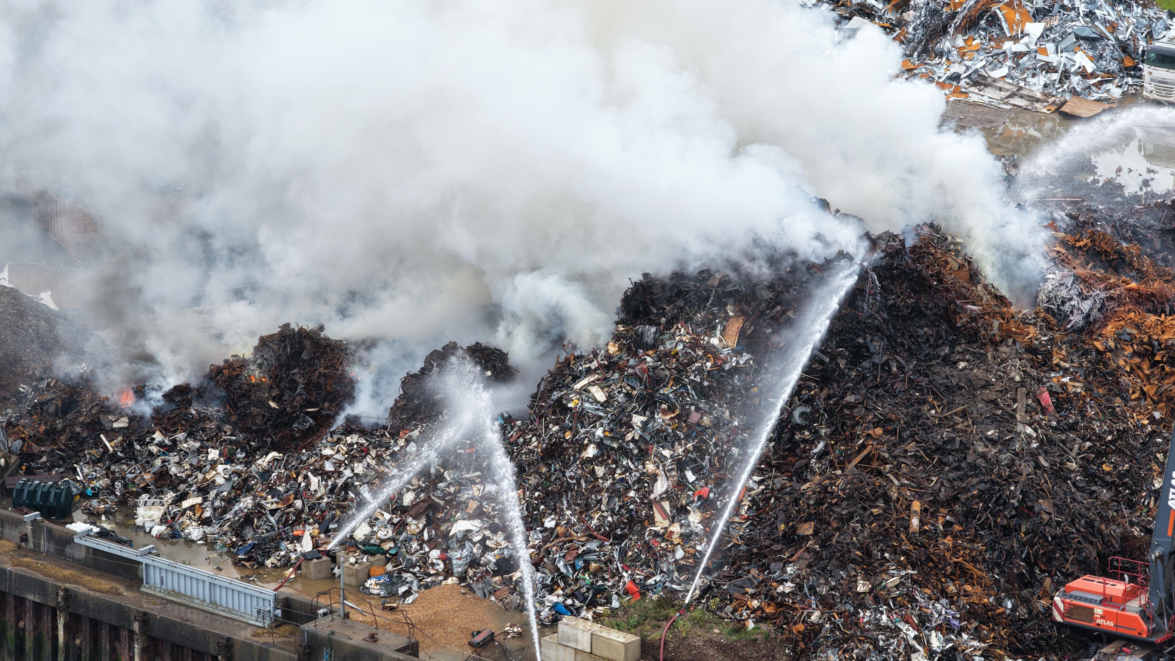 London Scrap Terminal caught on fire in 2025. Photo: Skyshark Media / Shutterstock.com