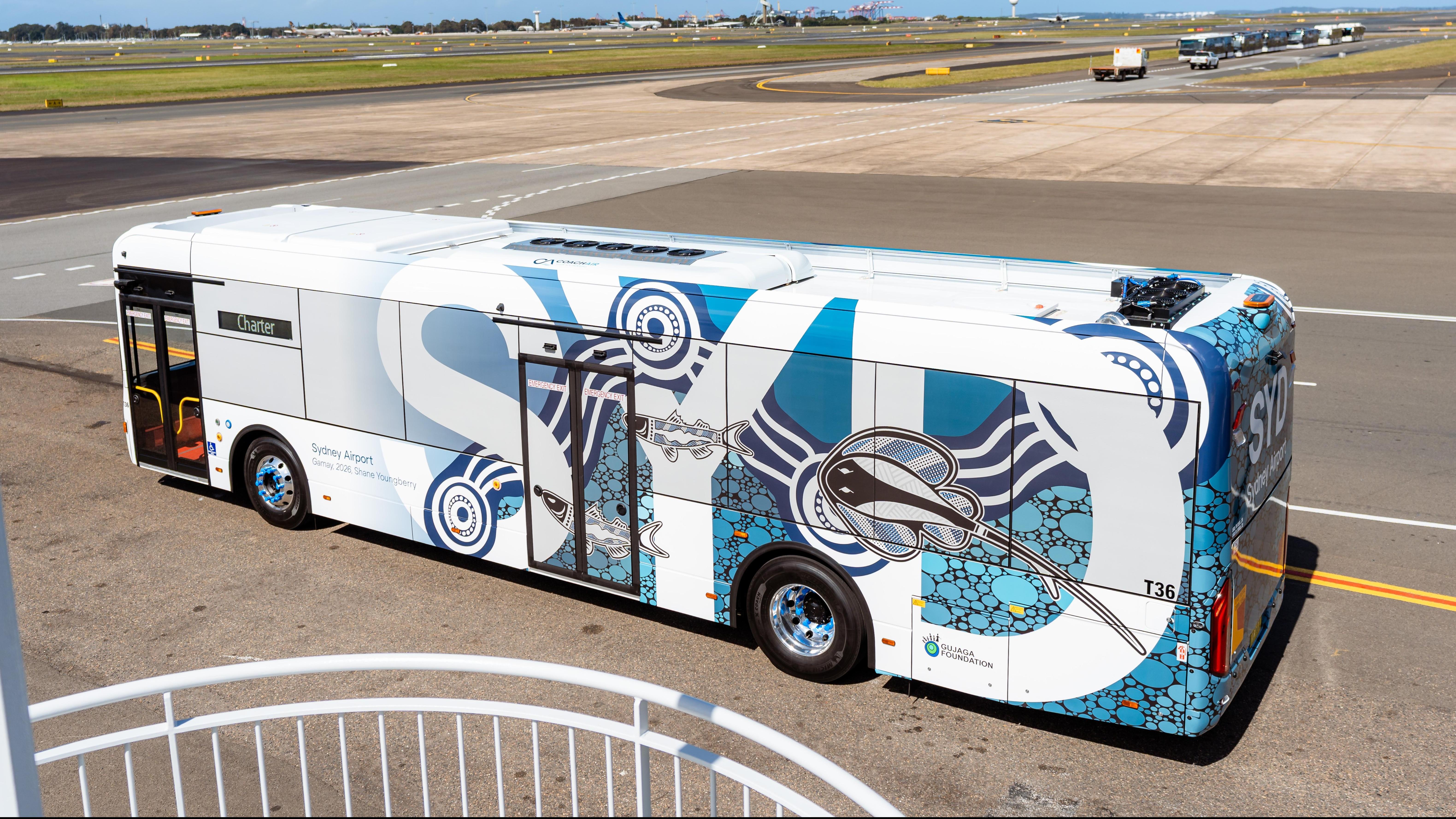 Electric buses at Sydney Airport. Photo: SYD - Sydney Airport