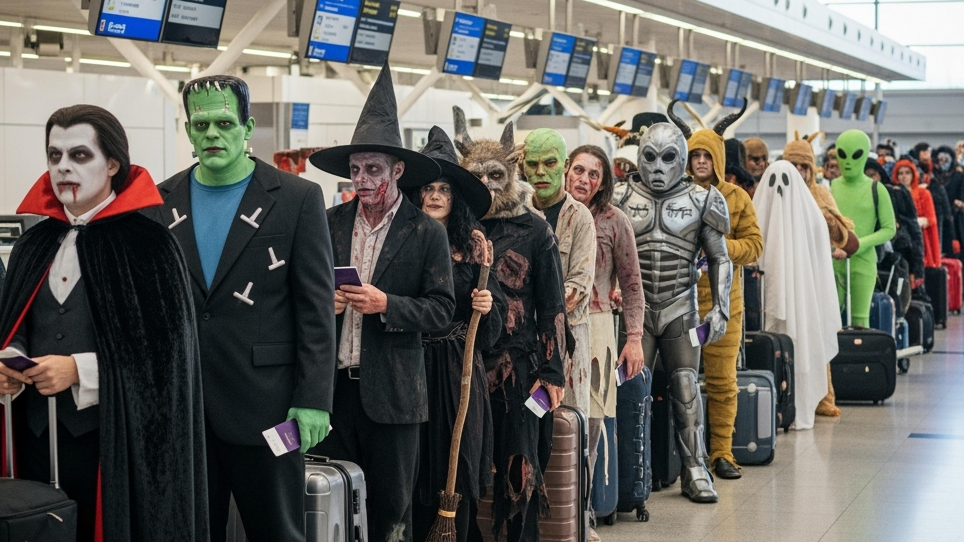 Halloween at the airport. Photo: AI generated (Shutterstock)