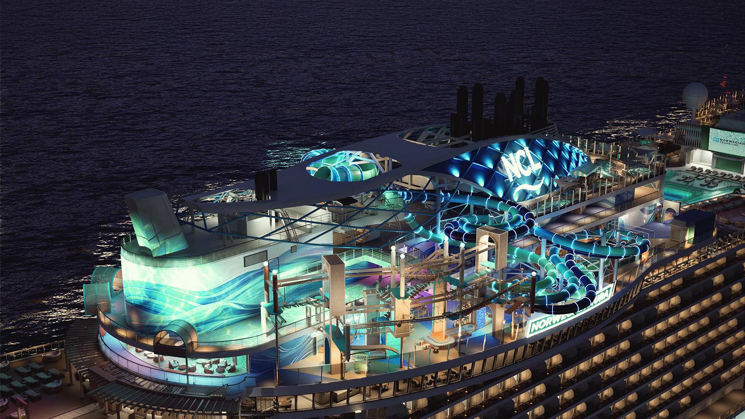 Norwegian Aura Ocean Heights Night - Rendering. Photo: NCL