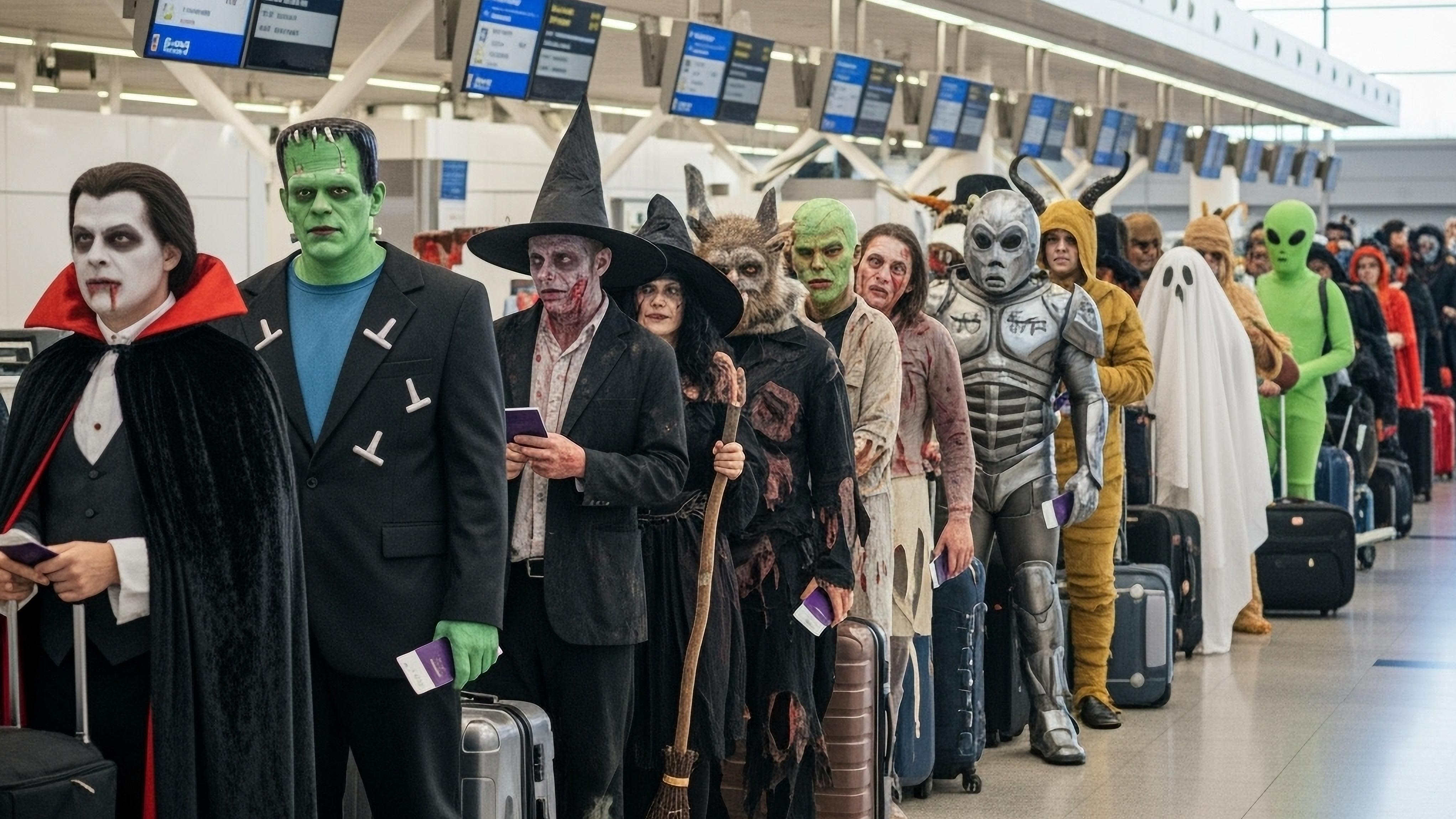 Halloween at the airport. Photo: AI generated (Shutterstock)