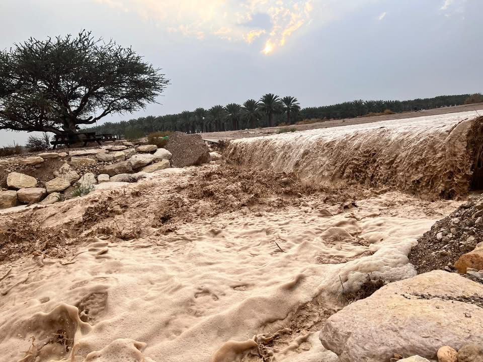 מזג האוויר הסוער: זרימה בנחל עומר בערבה התיכונה צילום עפרי לב