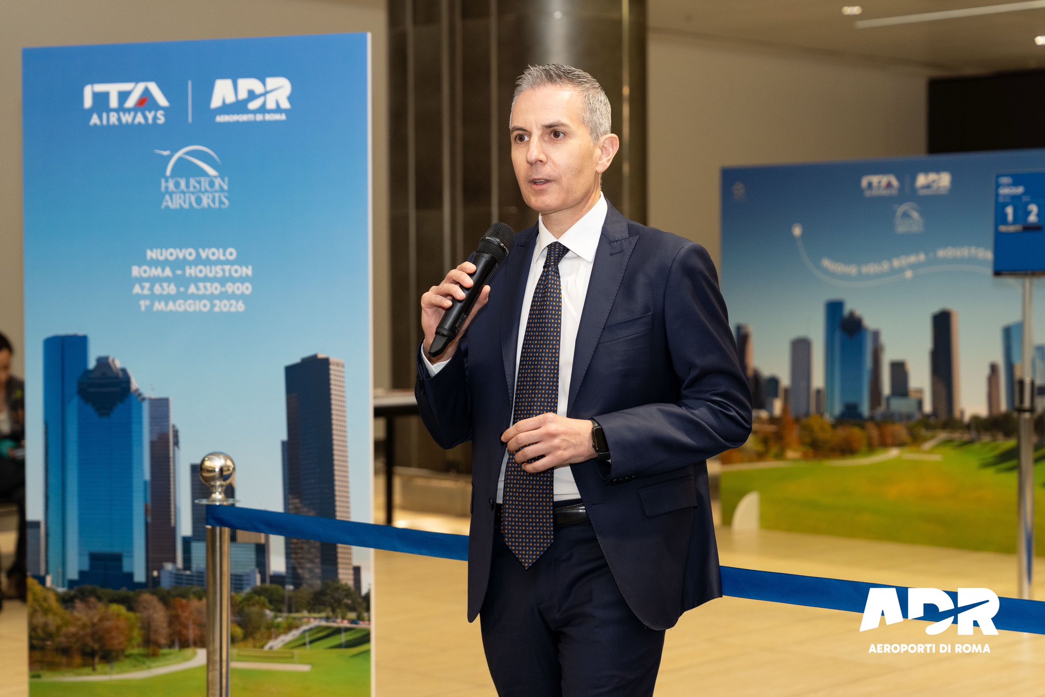 ITA Airways inaugurated the new direct route between Rome Fiumicino and Houston. Photo: Aeroporti di Roma