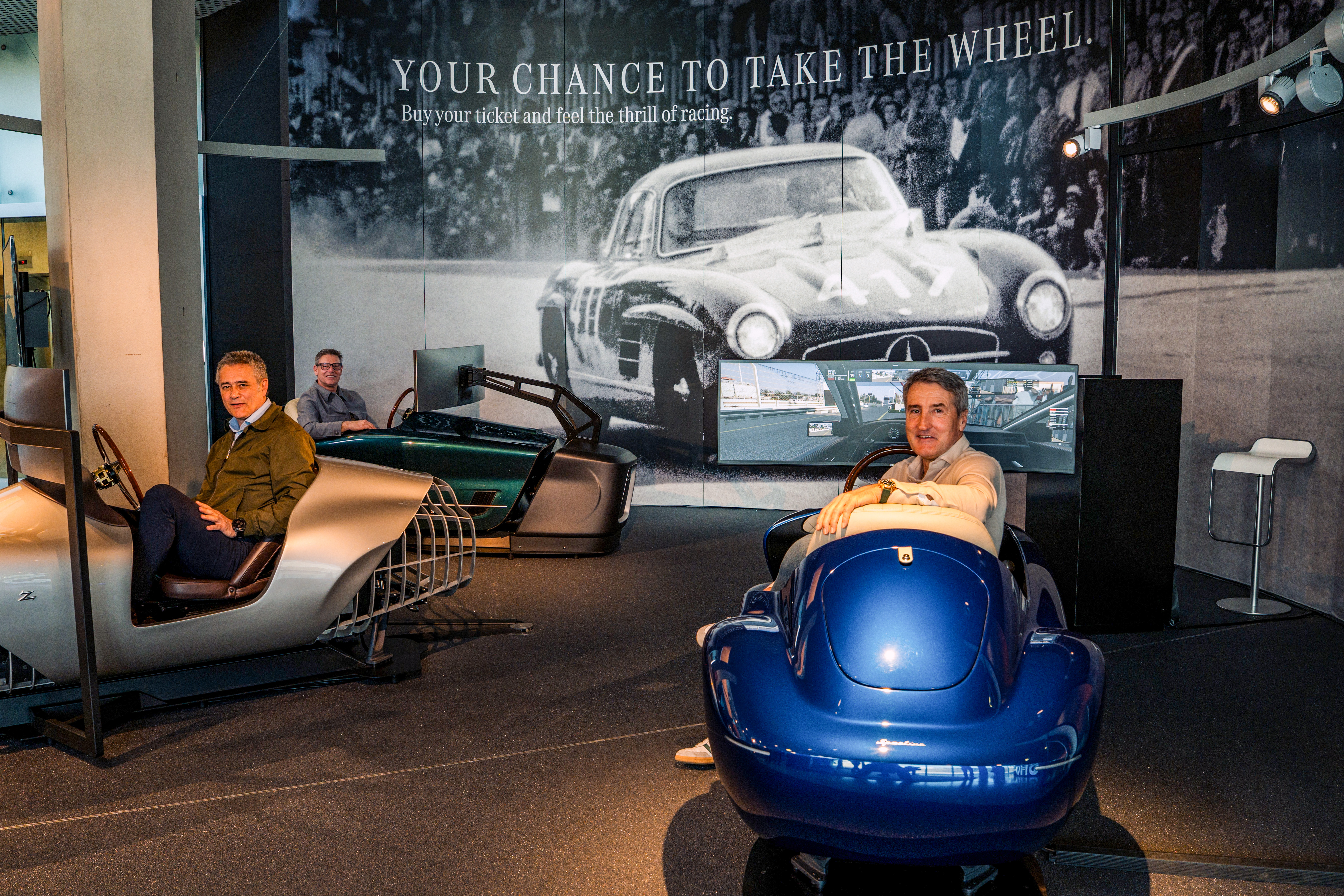 Driving simulators at the Mercedes-Benz Museum in Stuttgart. Photo: JF Films, Mercedes-Benz