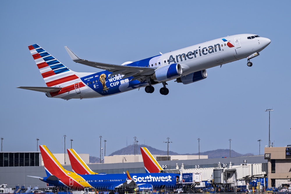 American Airlines World Cup plane. Photo: Robin Guess / Shutterstock