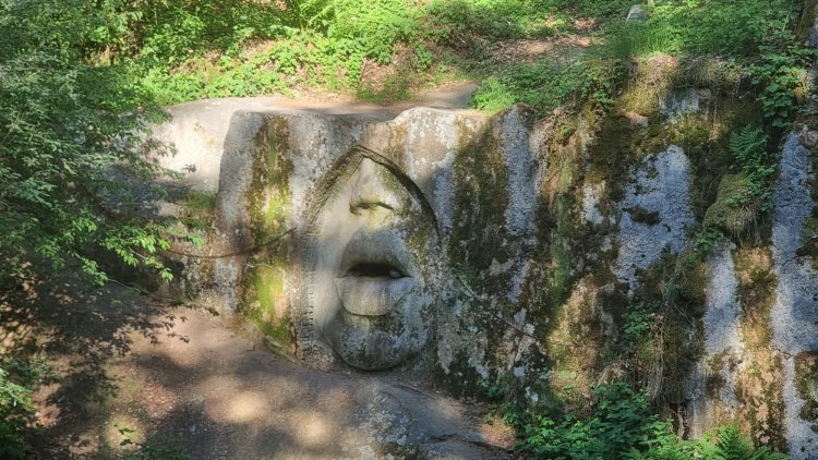 אוזן, פה ועיניים ענקיות מסותתות בסלע. צילום: ספיר פרץ