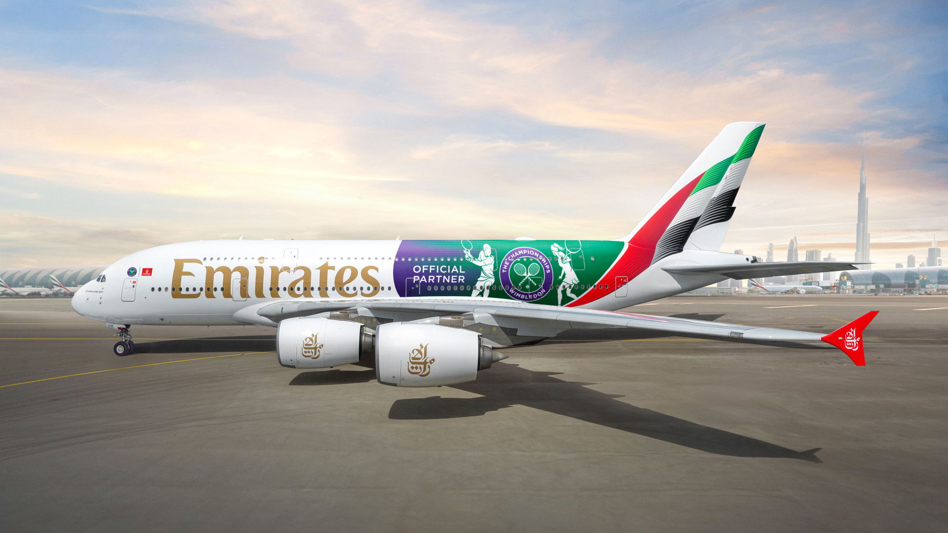 מטוס אמירייטס A380 Wimbledon. צילום: Emirates