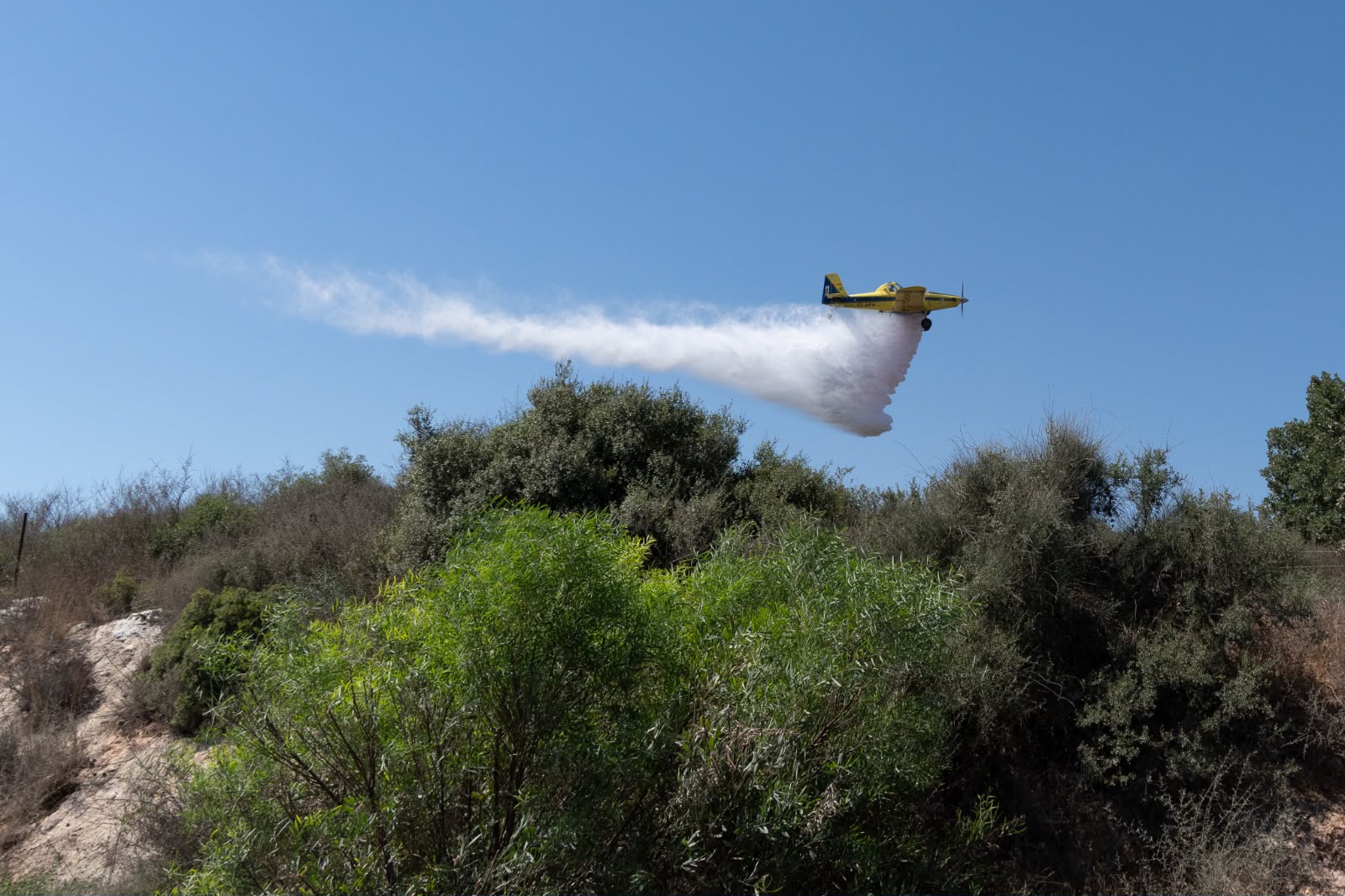 פעילות לוחמי אש בסיוע כיבוי אווירי בשמשית. צילום: טל סורסקי, כבאות והצלה לישראל