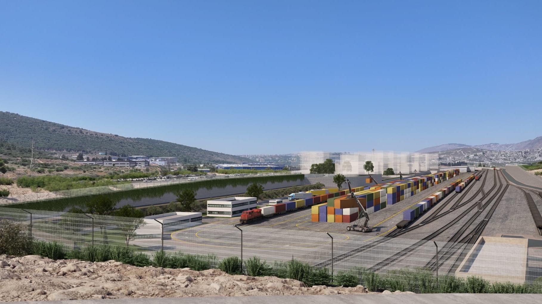 הדמיית מסוף המטענים בכרמיאל. צילום הדמיה: טוטם