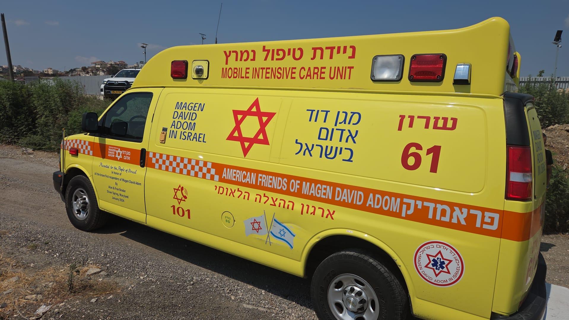 ניידת מד"א . צילום תיעוד מבצעי מד"א