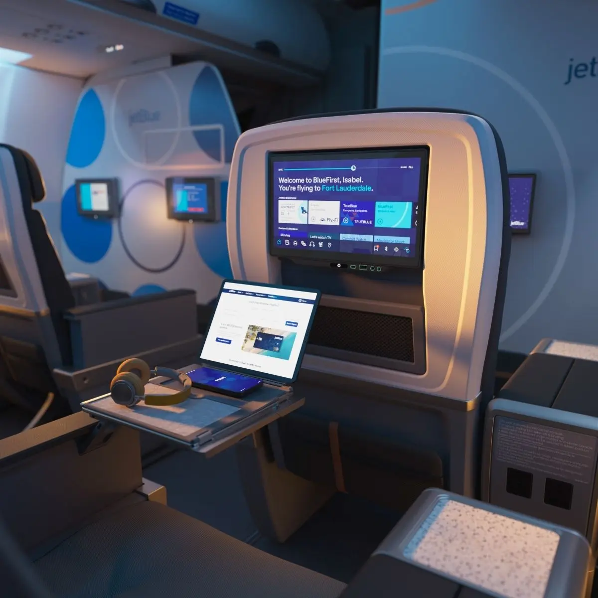 מזמינים ארוחה וקוקטייל ישירות מהמסך. צילום: JetBlue