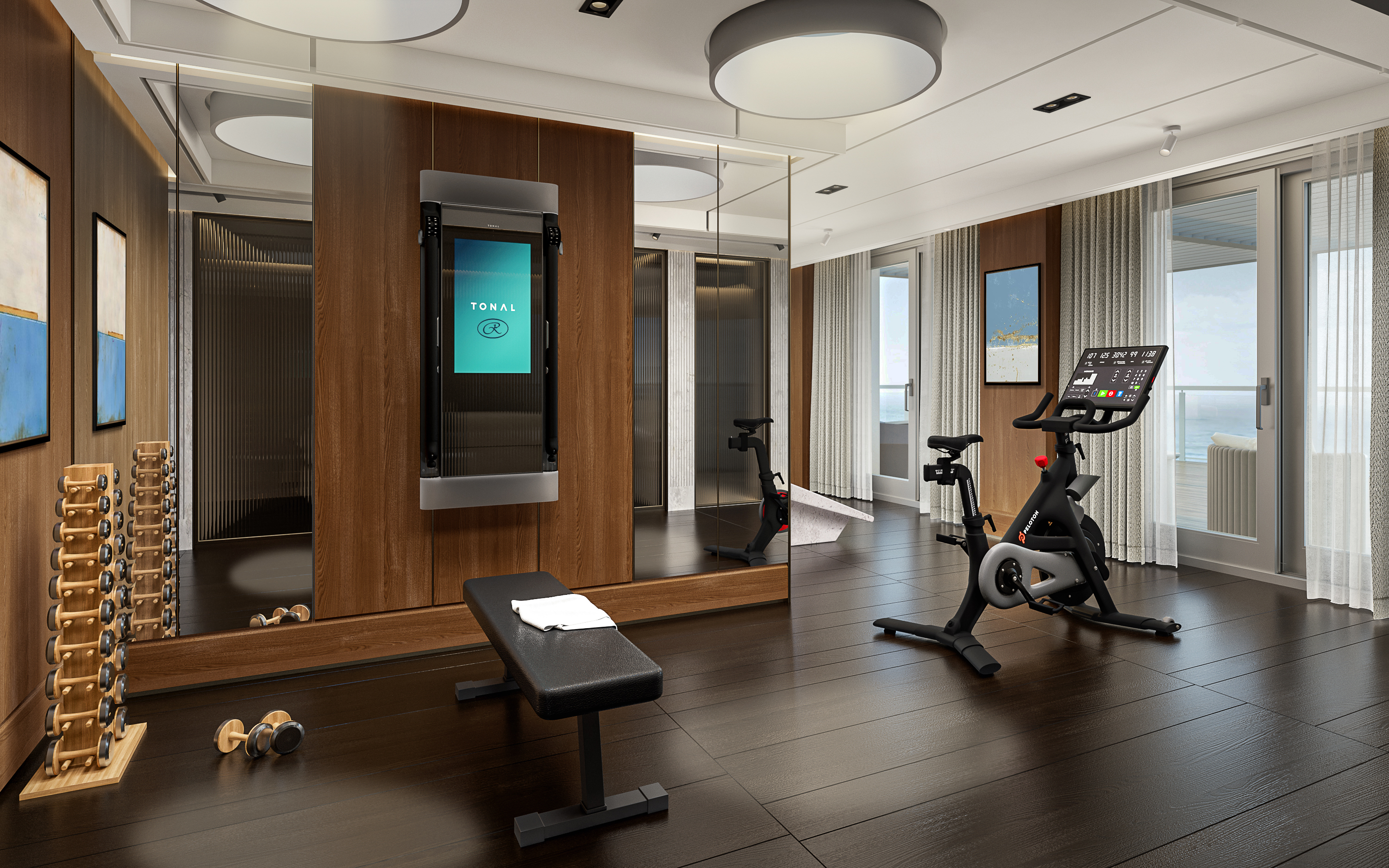 חדר כושר פרטי בתוך הסוויטה באוניית Seven Seas Prestige. צילום: Regent Seven Seas Cruises®