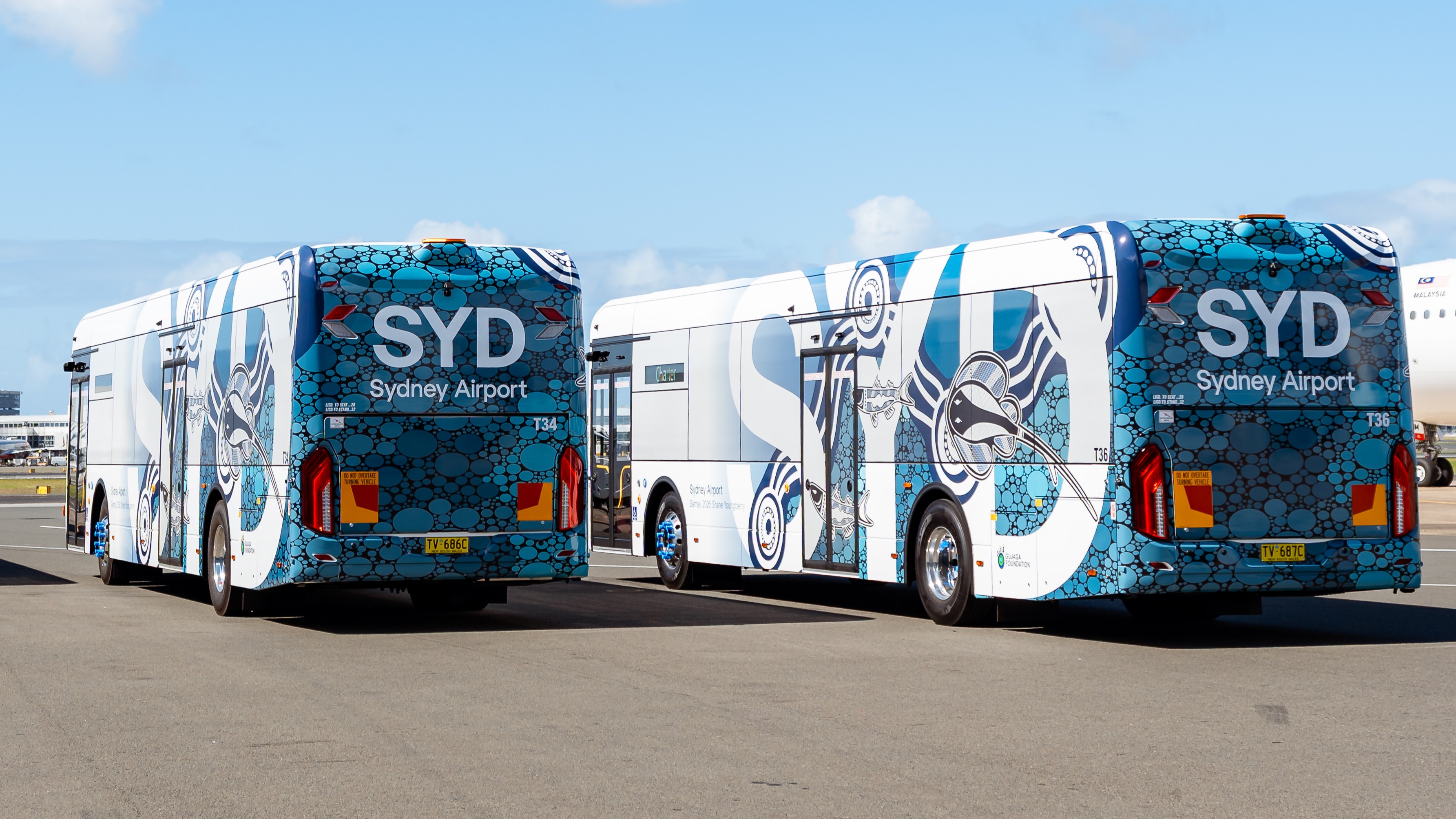 Electric buses at Sydney Airport. Photo: SYD - Sydney Airport