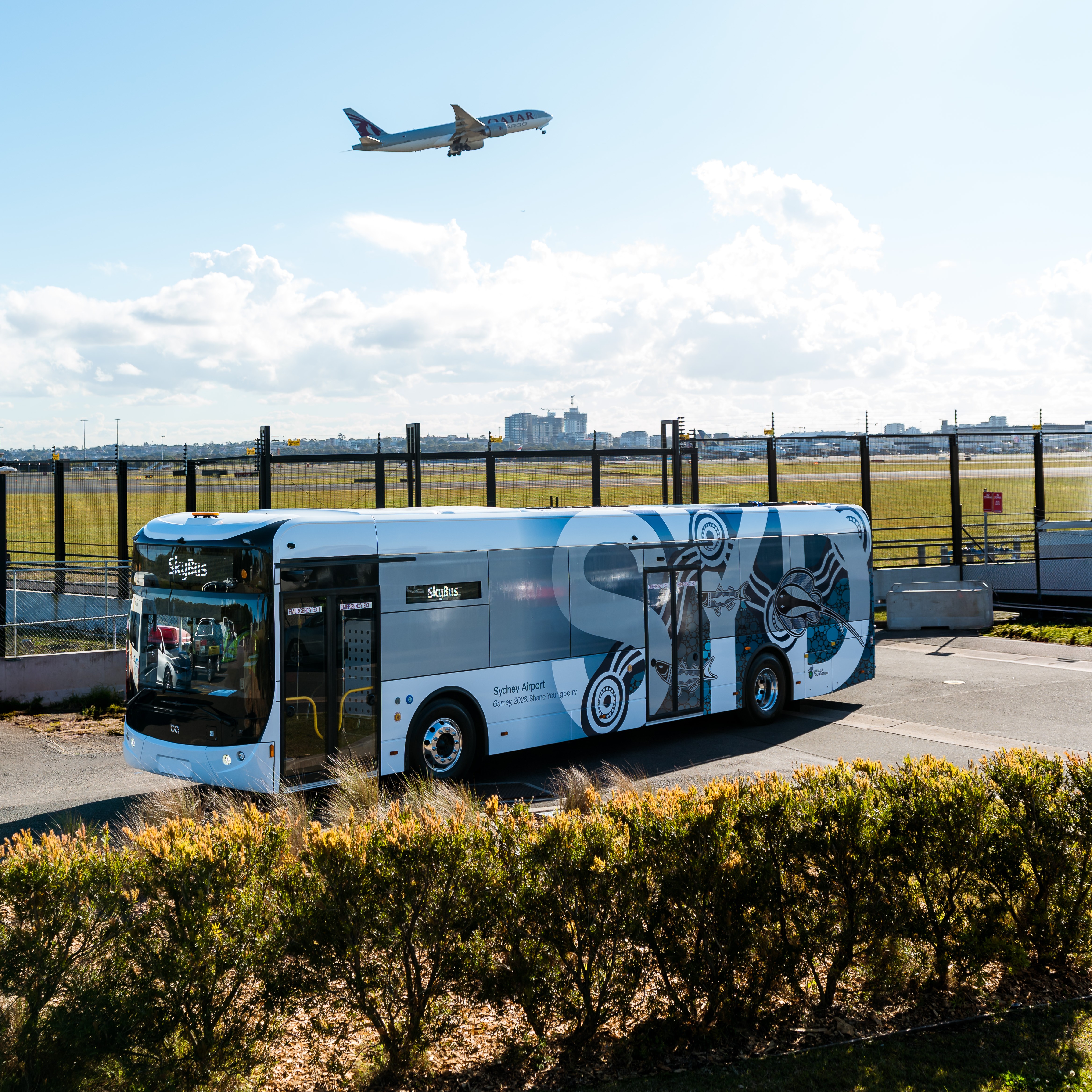 Electric buses at Sydney Airport. Photo: SYD - Sydney Airport