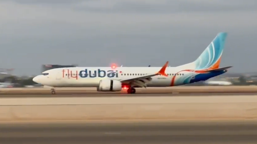 נחיתת flyDubai מסעודיה בישראל. צילום: רשות שדות התעופה