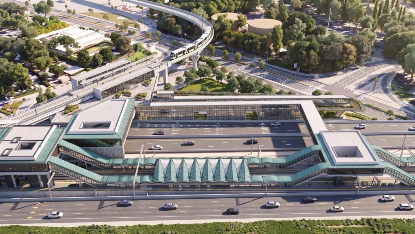 תחנת רכבת האוניברסיטה העתידית. צילום הדמיה: מוססקו אדריכלים