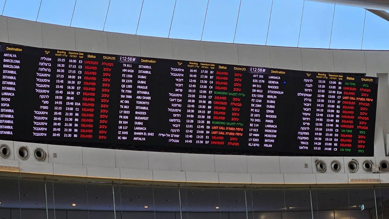 לוח טיסות המראות נחיתות נתב"ג מבצע חרבות ברזל