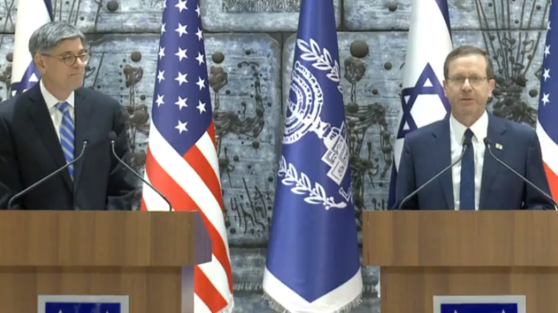 הנשיא הרצוג בהצהרה המשותפת עם נשיא גרמניה (צילום: בית הנשיא)