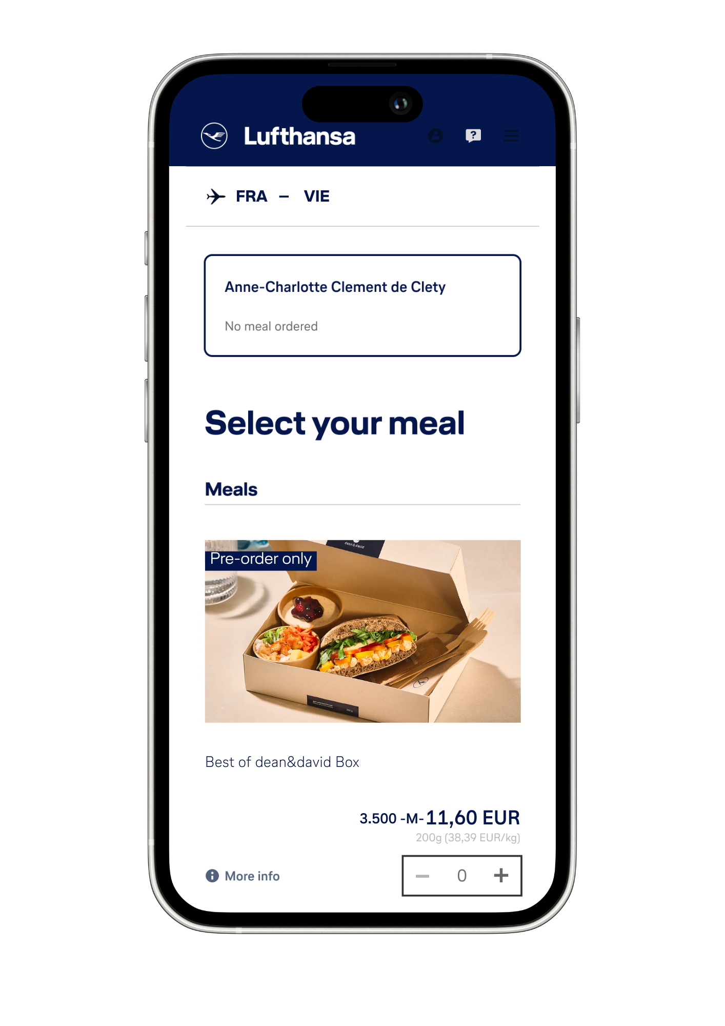 A customized system for ordering food in-flight. Photo: Lufthansa Group