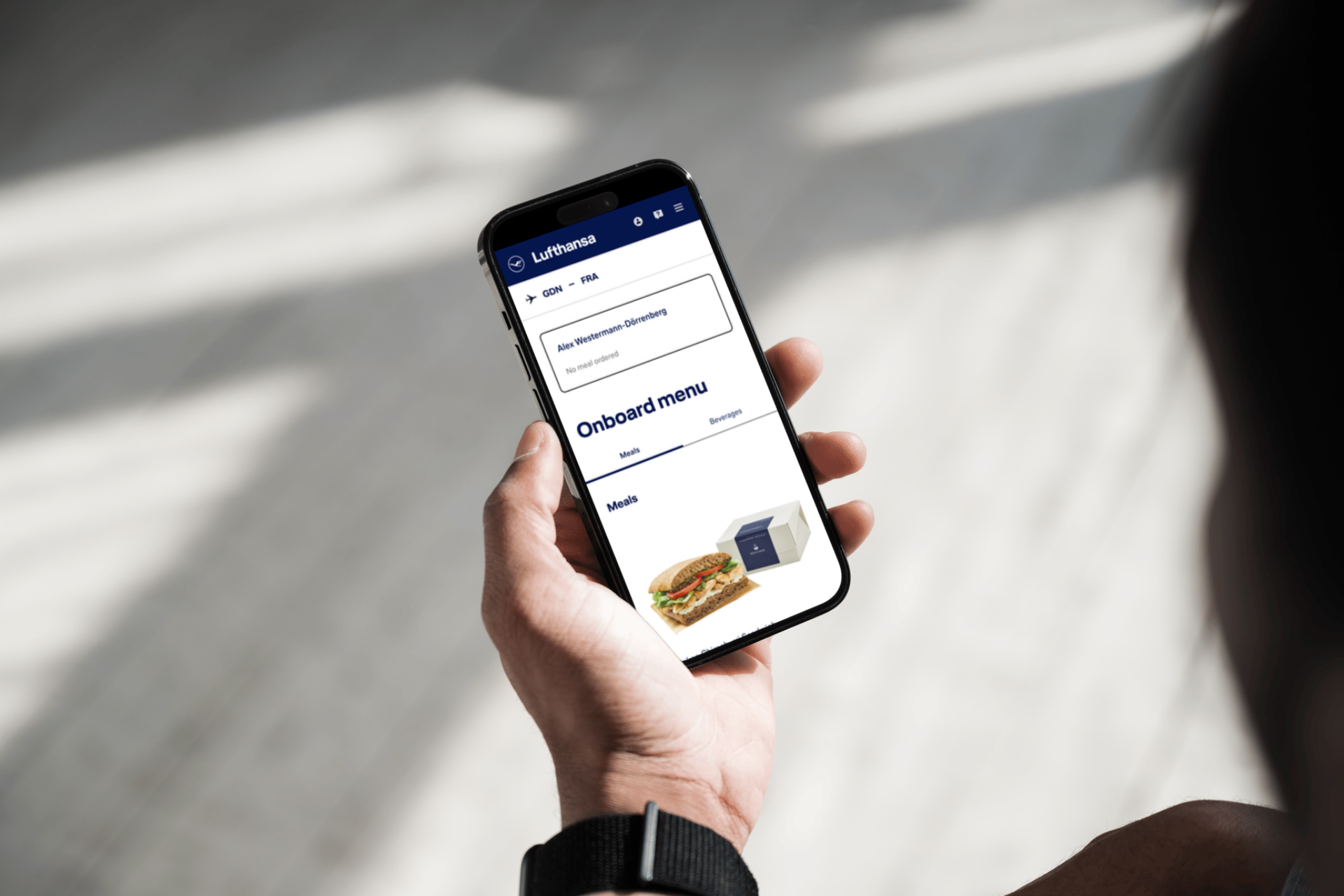 A customized system for ordering food in-flight. Photo: Lufthansa Group
