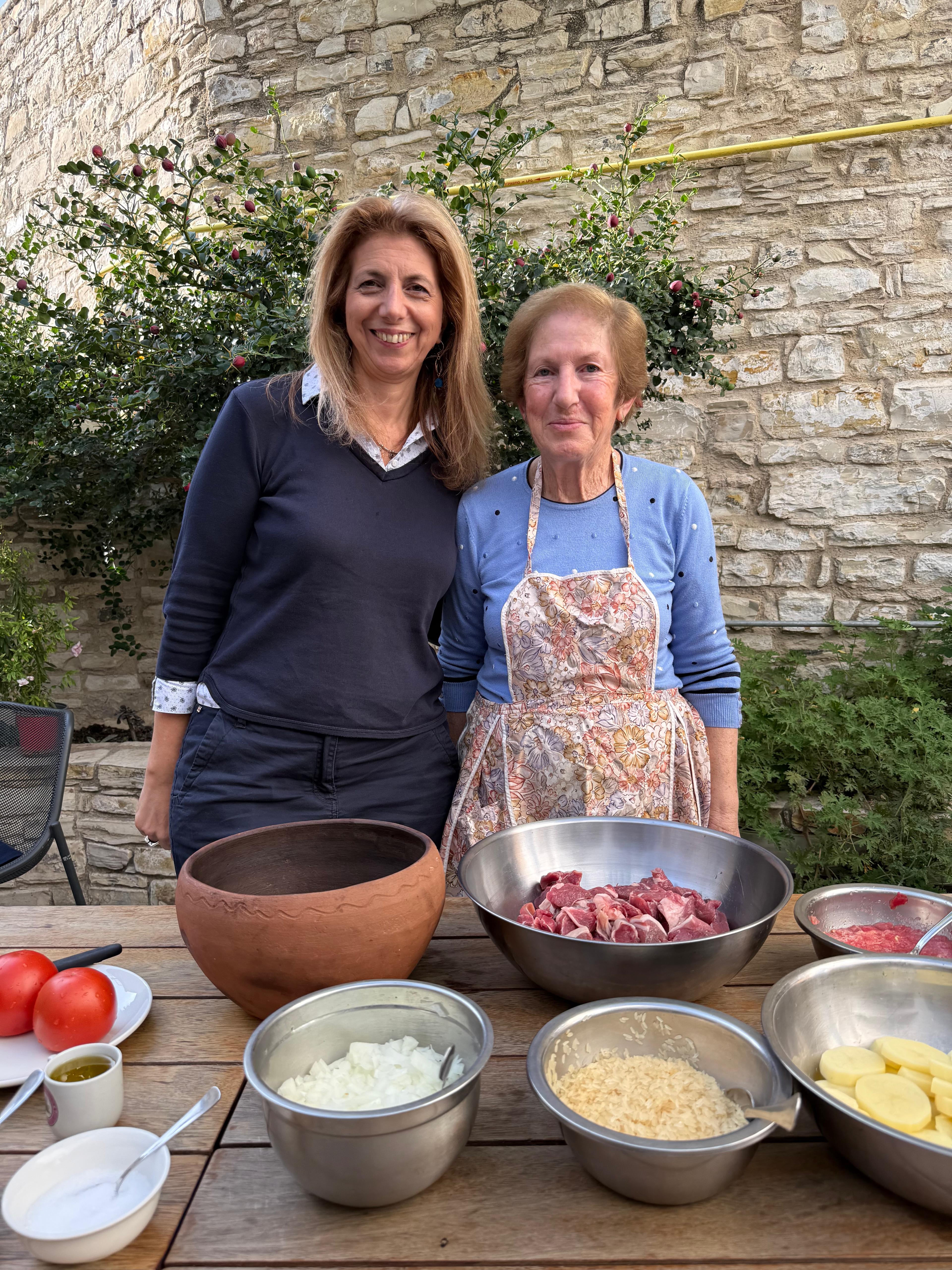 Avdokia Stavari, known for preparing the peacock, with Louisa Varkales. Photo: Uri Obrotzki