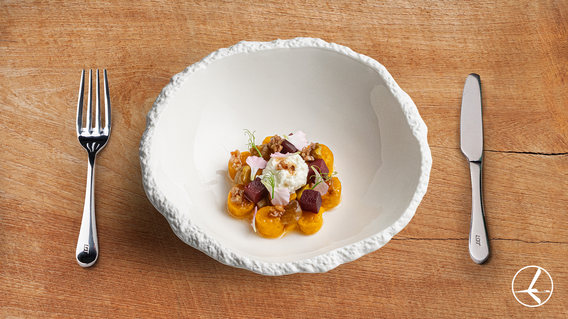 Hokkaido Pumpkin Gnocchi. Photo: LOT Polish Airlines