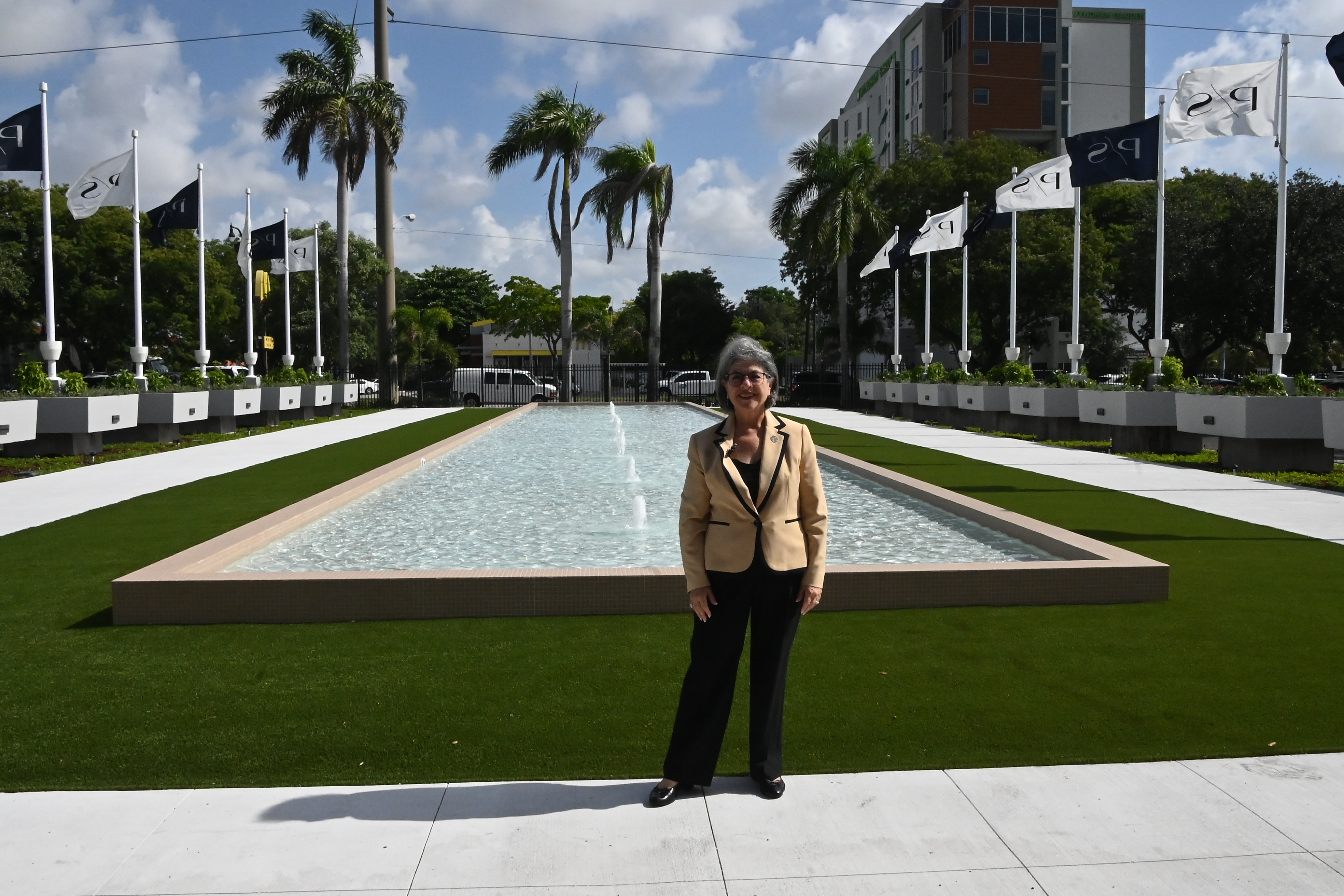 Miami-Dade County Mayor Daniella Levine Cava at PS MIA’s reflection pool. Photo: Miami Airport