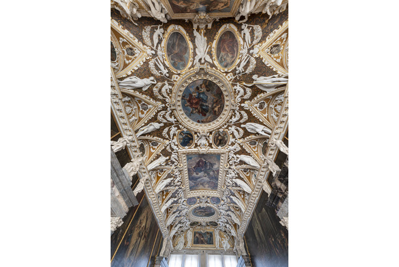 Ceiling of the Room of the Four Doors, Palazzo Ducale, after conservatio. Photo: Matteo De Fina