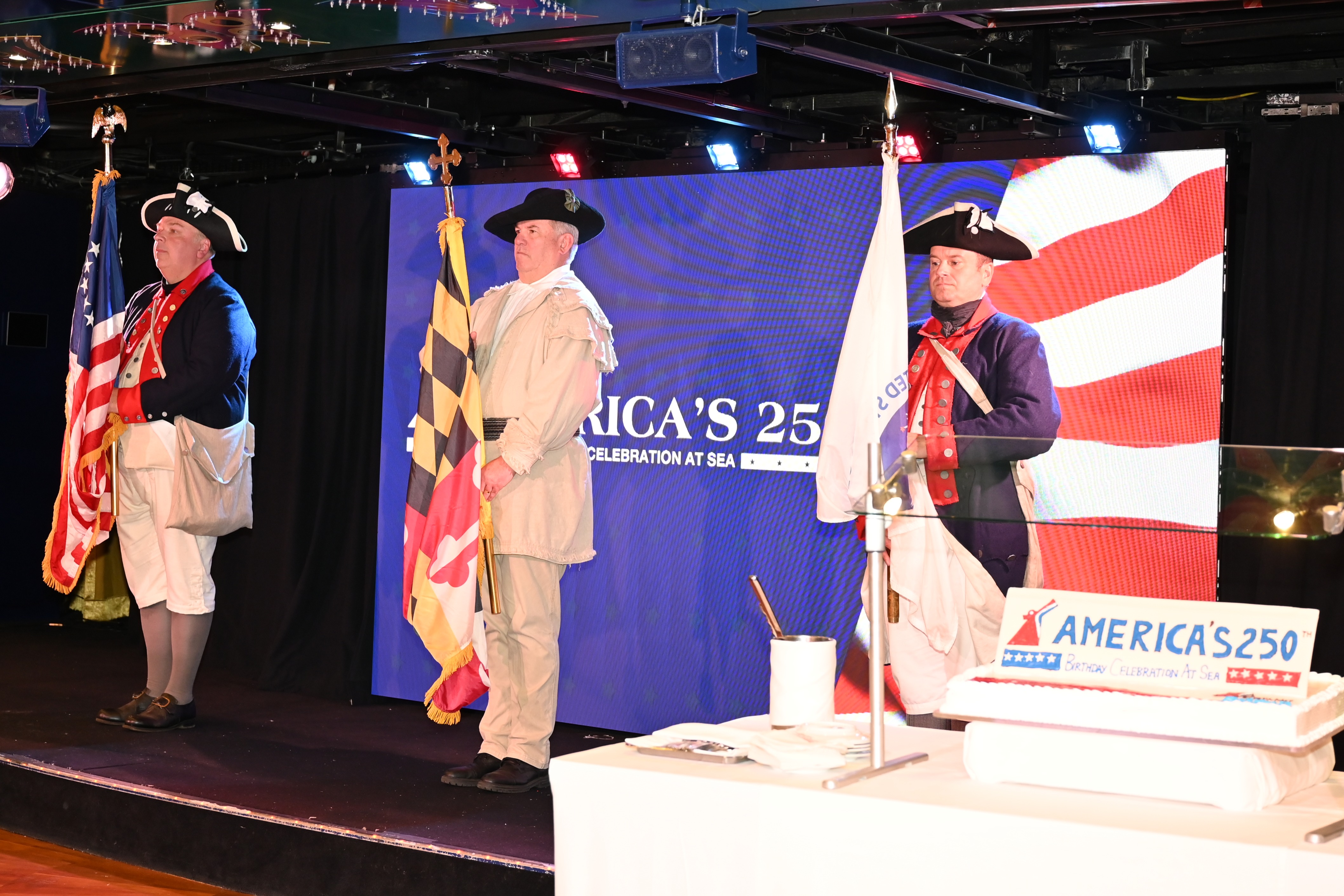 Color Guard presents Colors to kick off A250 event aboard Carnival Pride in Baltimore. Photo: Carnival Cruise